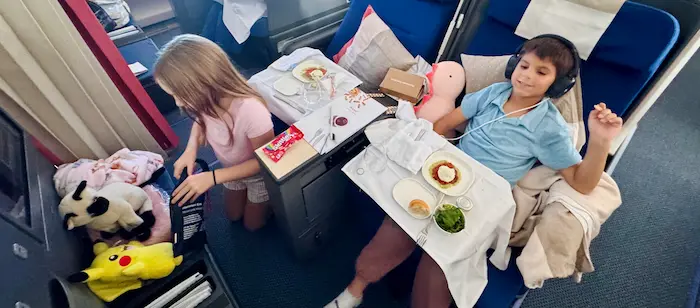 Kids situating their stuffed animals