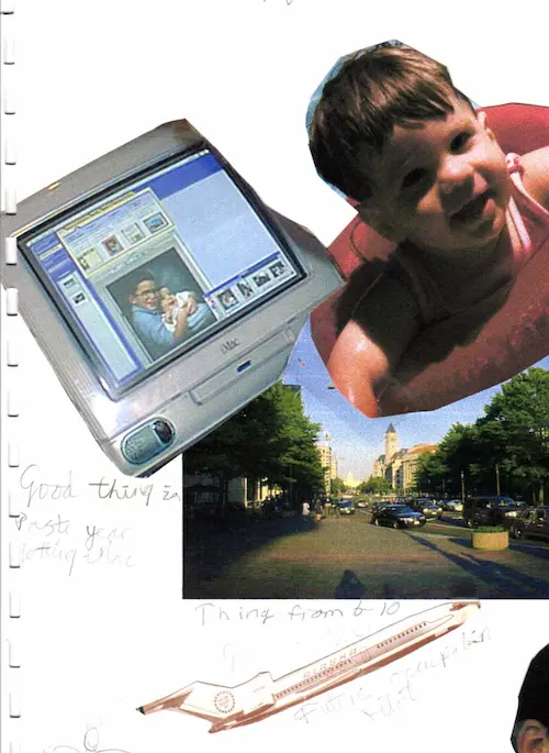 Journal from fourth grade with a picture of my newly purchased iMac G3
